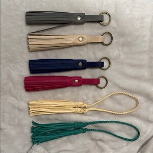 Purse Tassel Charm Bundle Leather & Faux Leather Bag Charms Keychains Set of 6